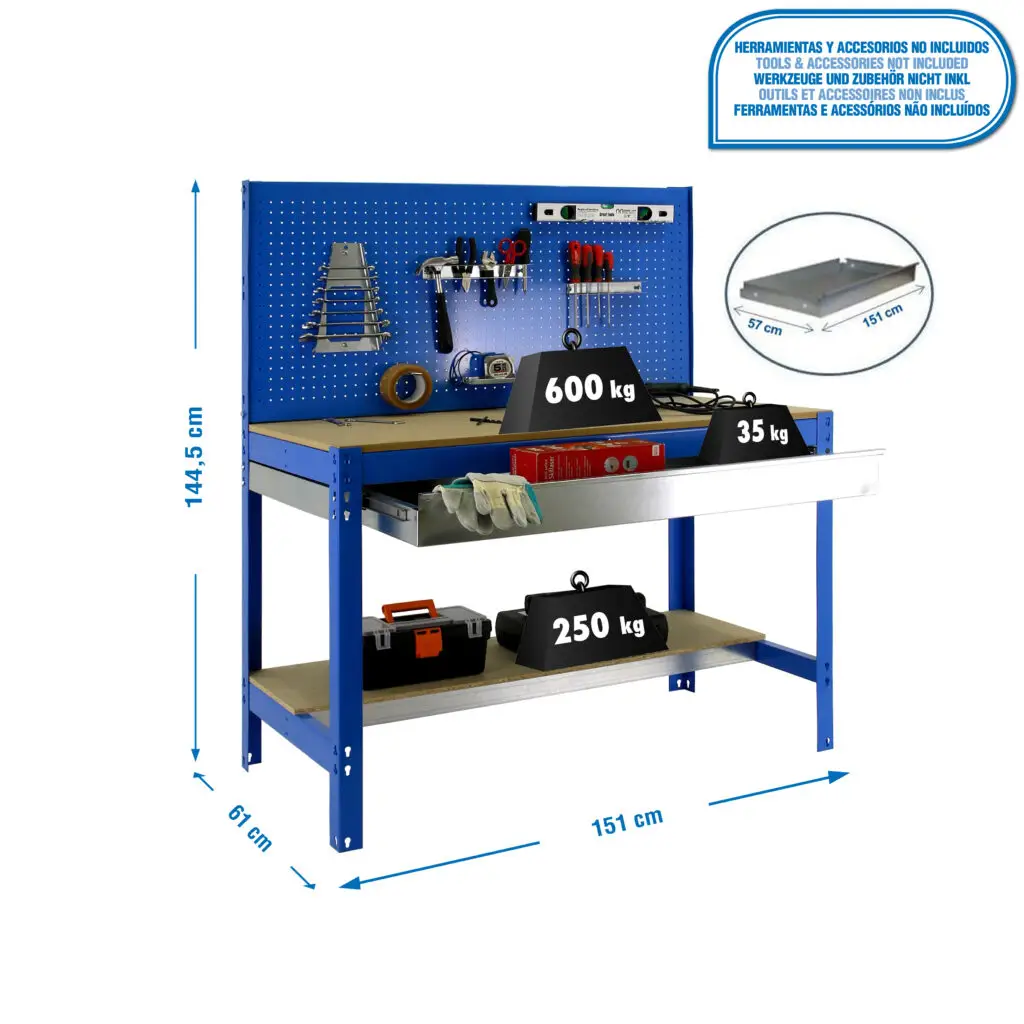 SIMONWORK BT2 BOX 1500 BLAUW/HOUT - Werkbank