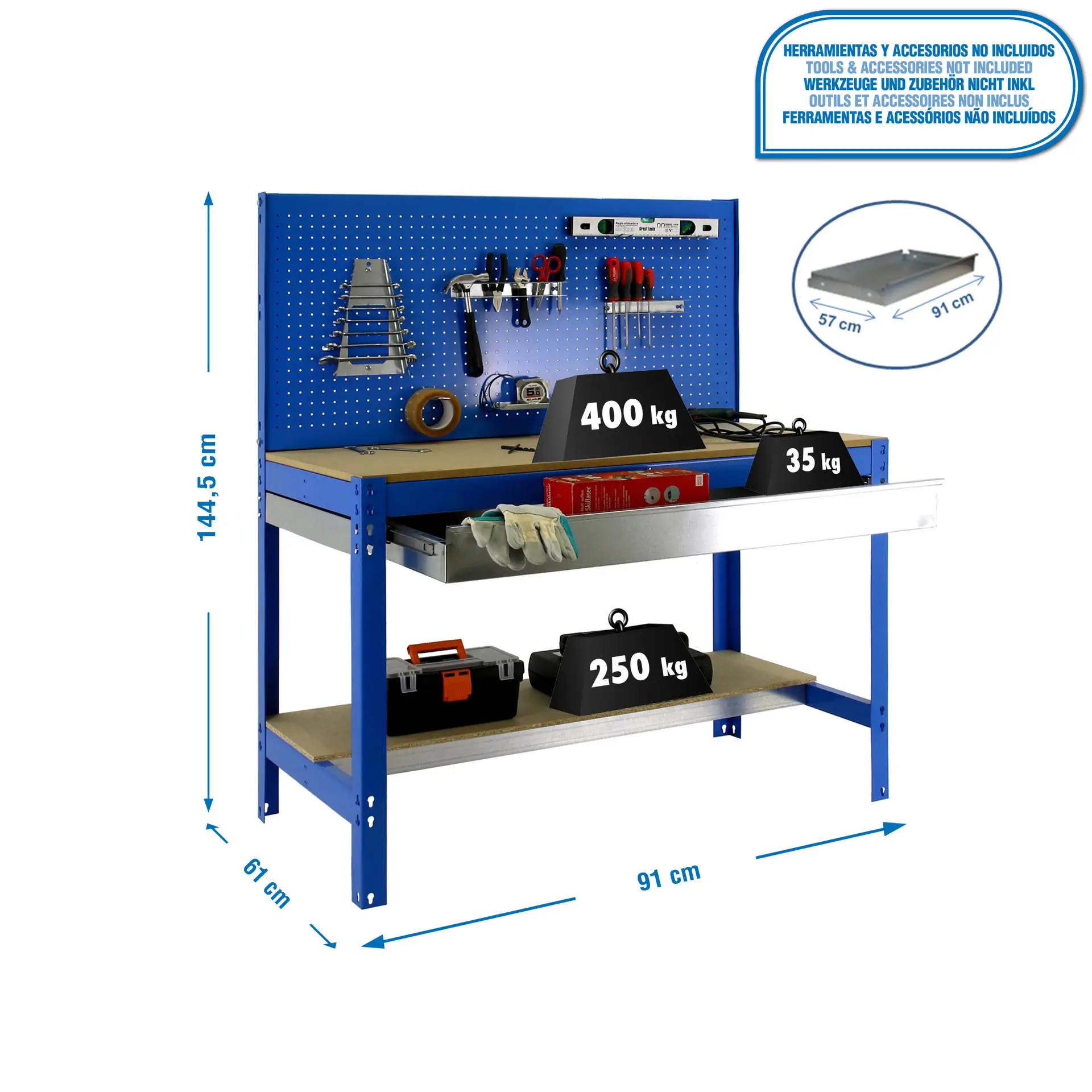 SIMONWORK BT2 BOX 900 BLAUW/HOUT - Werkbank