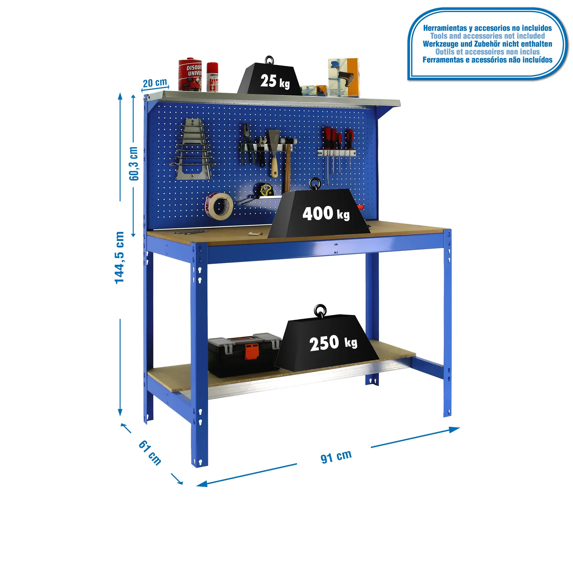 SIMONWORK BT3 900 BLAUW/HOUT - Werkbank