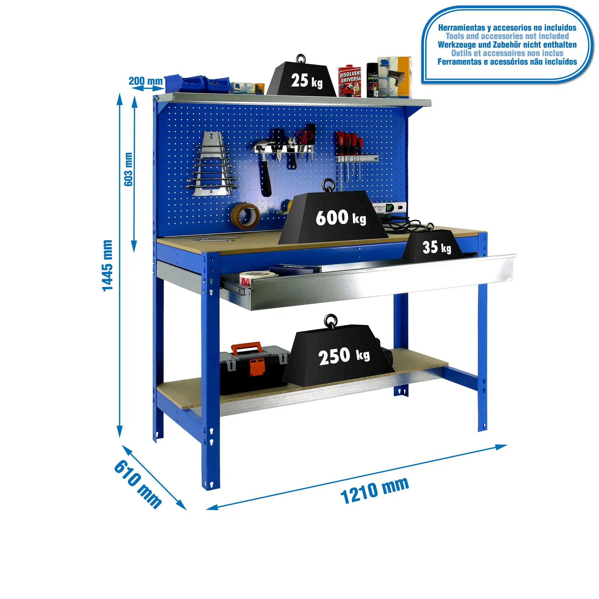SIMONWORK BT3 BOX 1200 BLAUW/HOUT - Werkbank