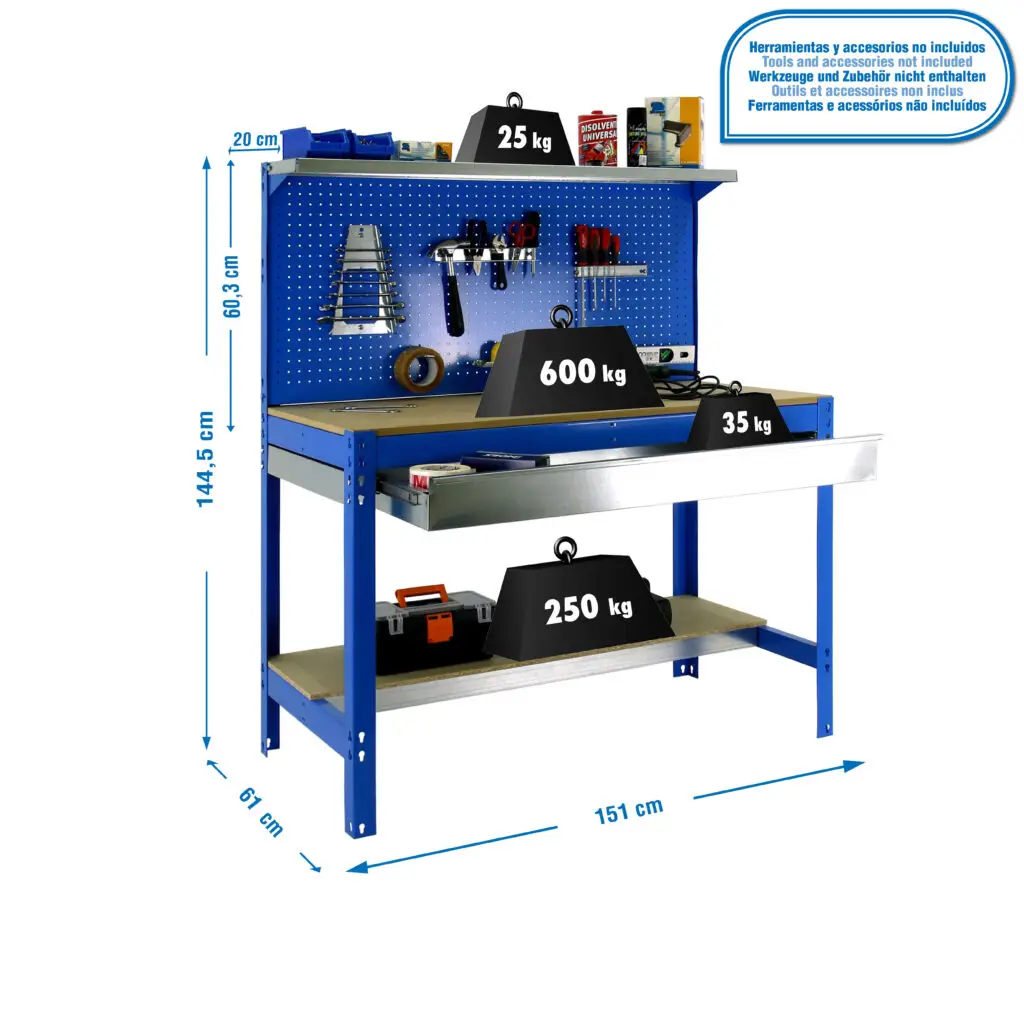 SIMONWORK BT3 BOX 1500 BLAUW/HOUT - Werkbank