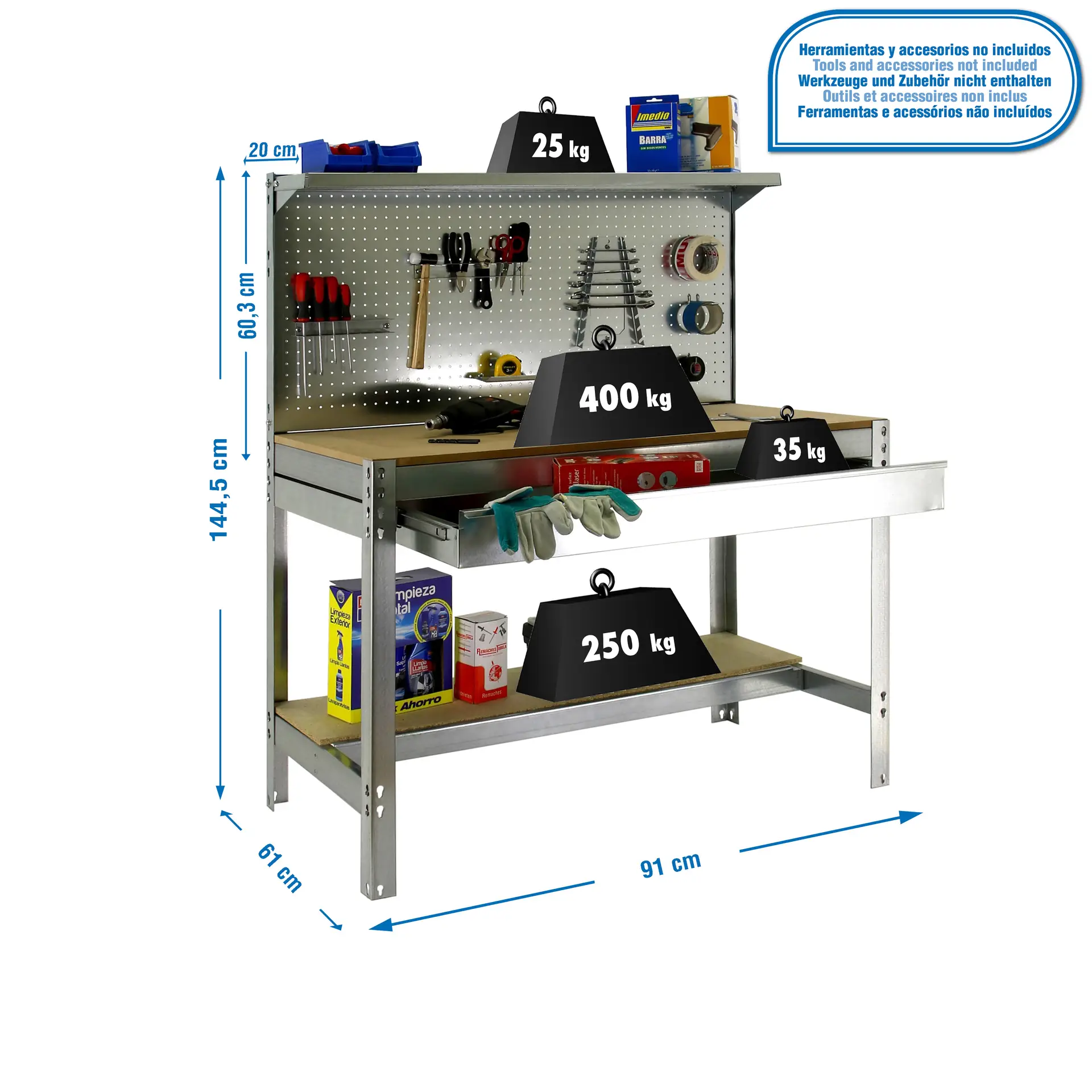 SIMONWORK BT3 BOX 900 GEGALVANISEERD/HOUT - Werkbank