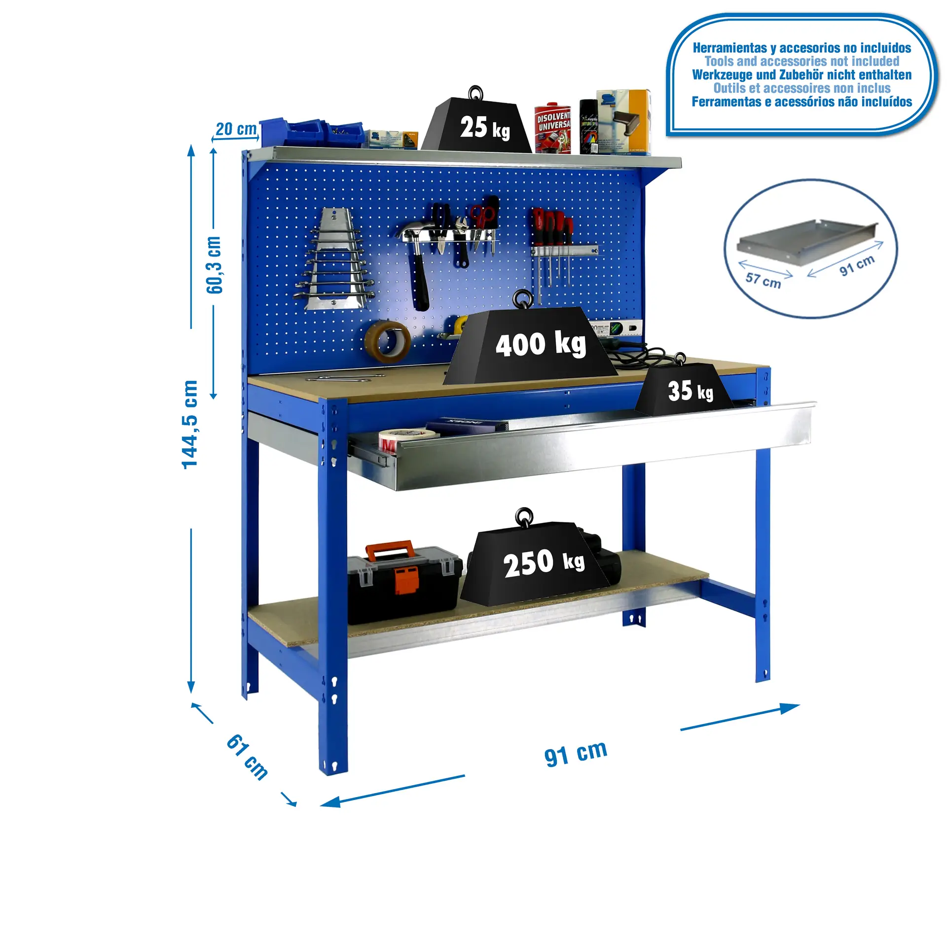 SIMONWORK BT3 BOX 900 BLAUW/HOUT - Werkbank