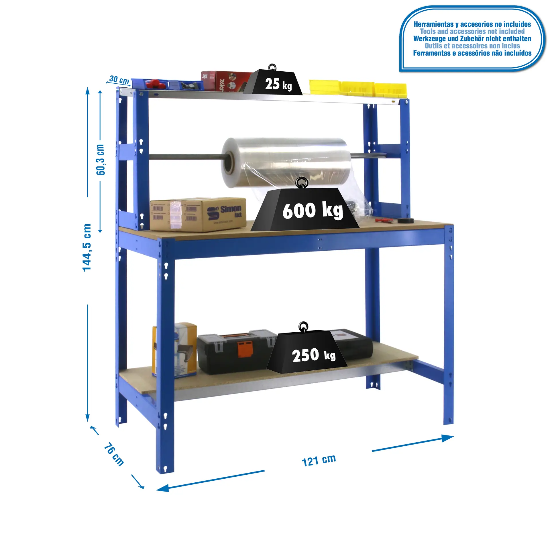 SIMONWORK BT4 1200 BLAUW/HOUT - Werkbank