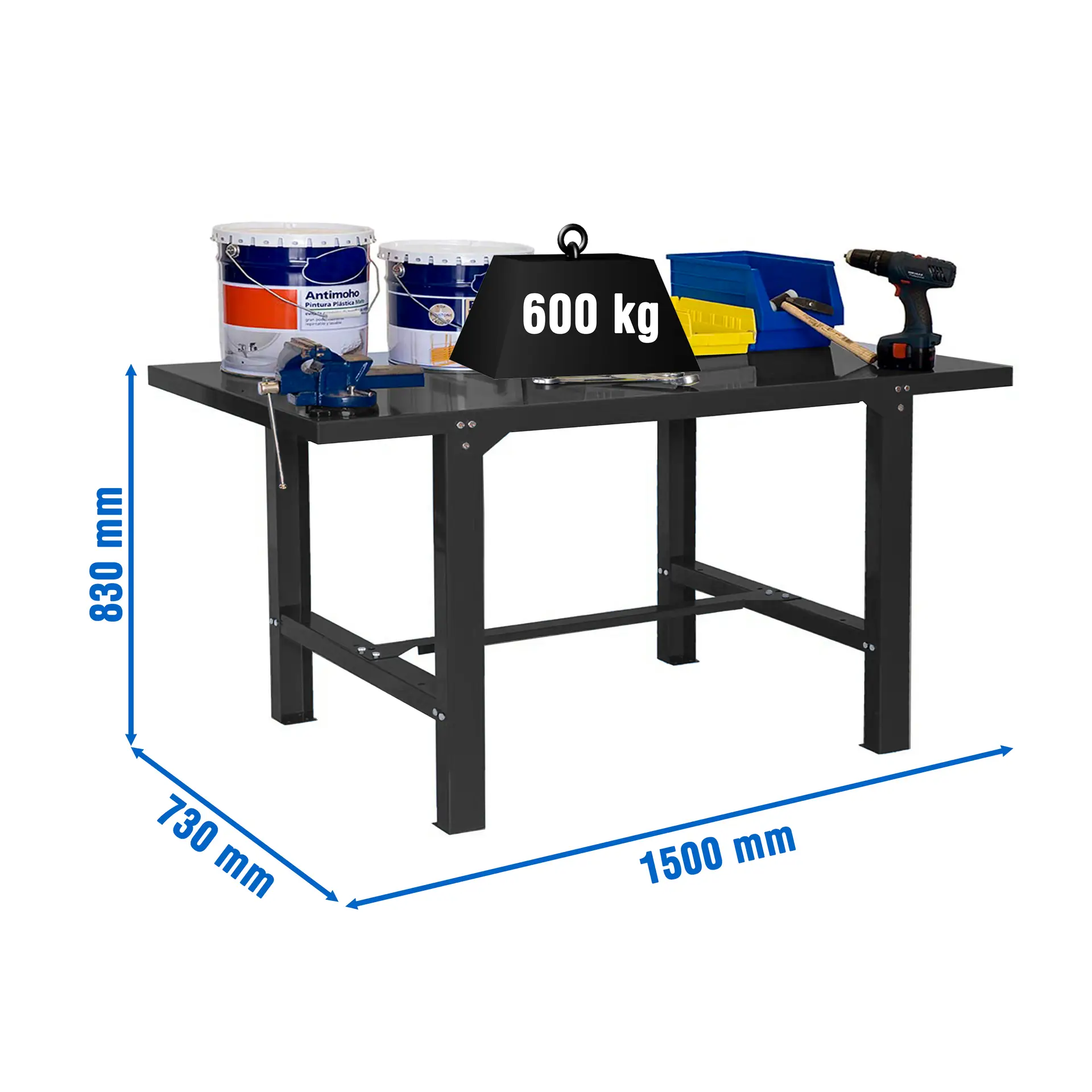 SIMONWORK BT6 METAL 1500 ANTRACIET - Werktafel