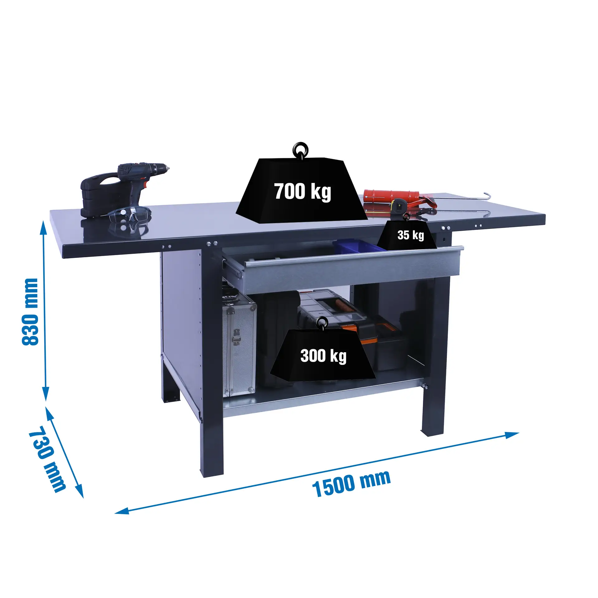 SIMONWORK BT6 PRO METAL 1BOX 1500 ANTRACIET - Industriële werkbank
