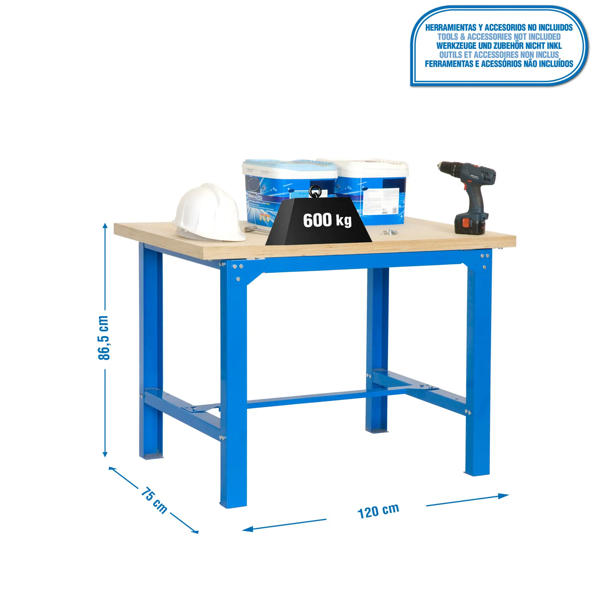 SIMONWORK BT6 MDF 1200X750 BLAUW/HOUT - Werktafel