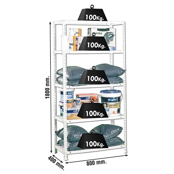 COMFORT MINI 5/400 WIT - Metalen stellingkast