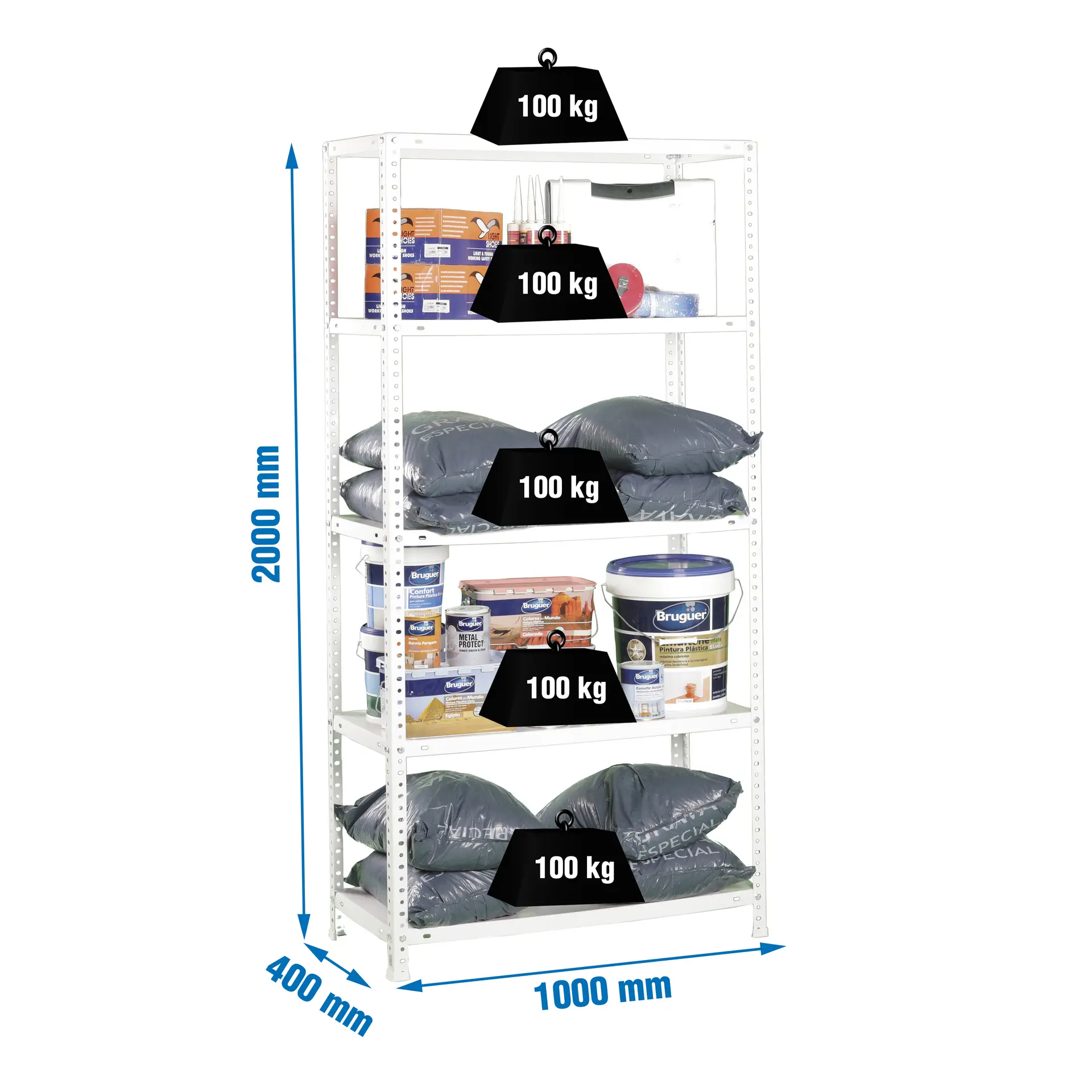 COMFORT PLUS 5/400 WIT - Metalen stellingkast