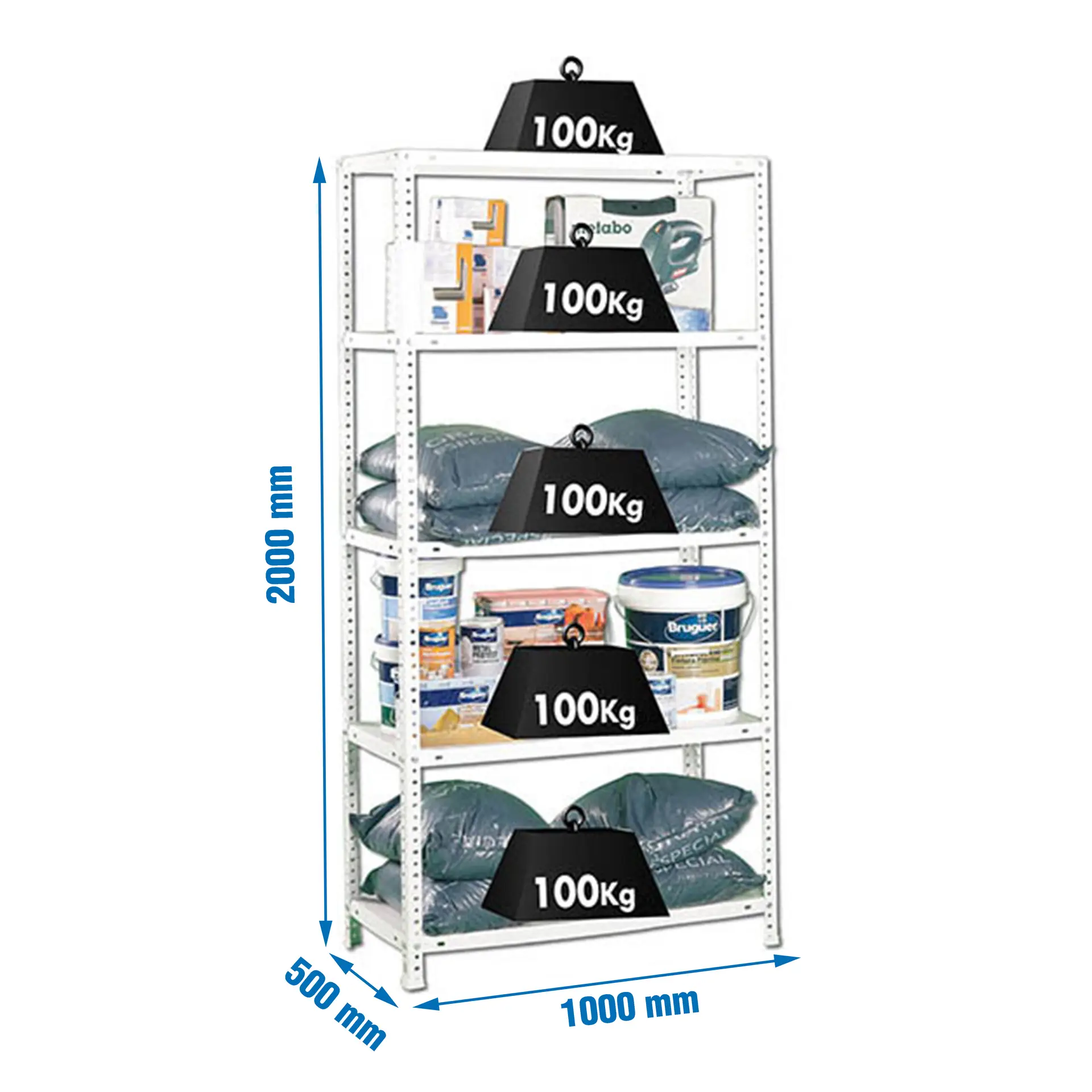 COMFORT PLUS 5/500 WIT - Metalen stellingkast