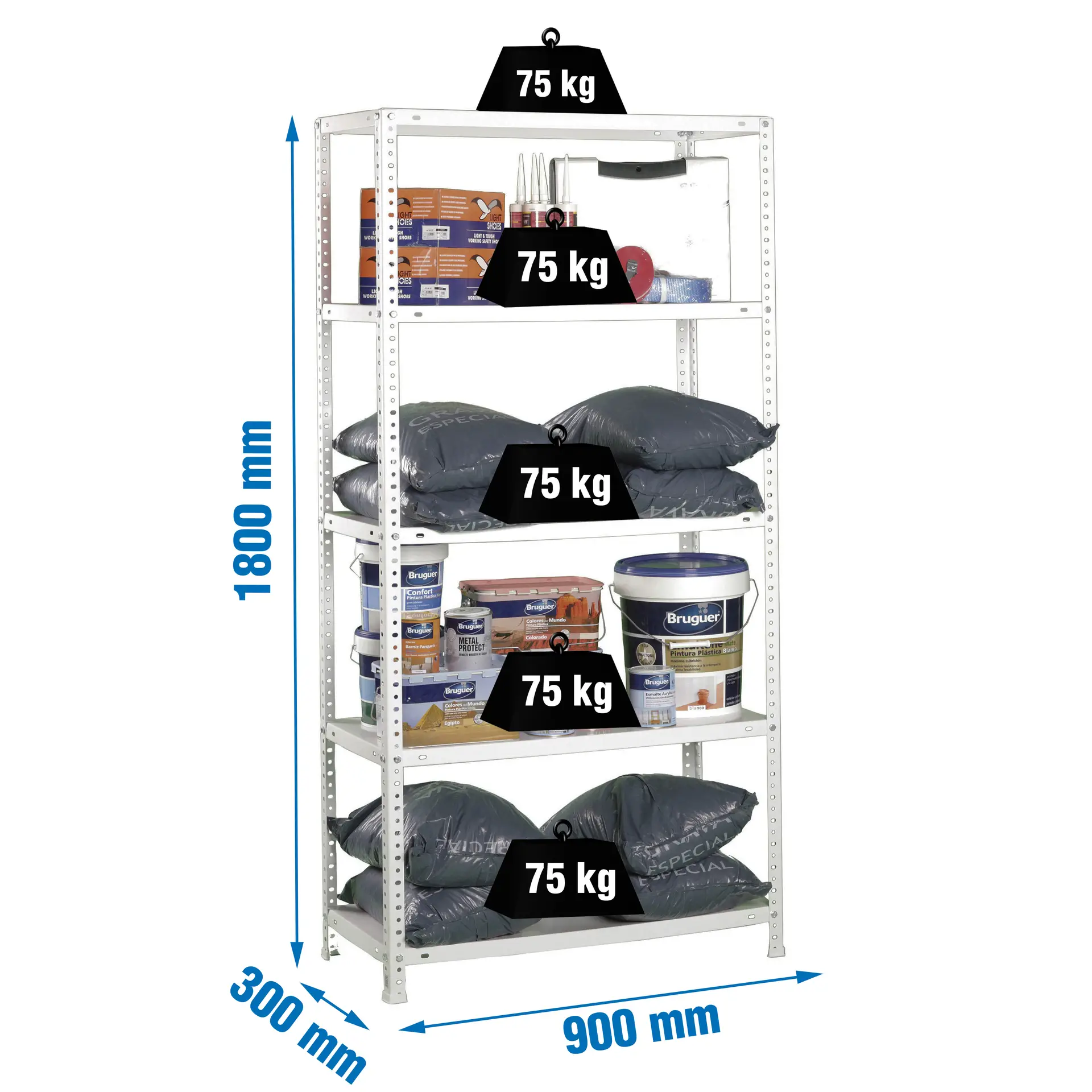 ADVANTAGE 5/300 WIT - Metalen stellingkast