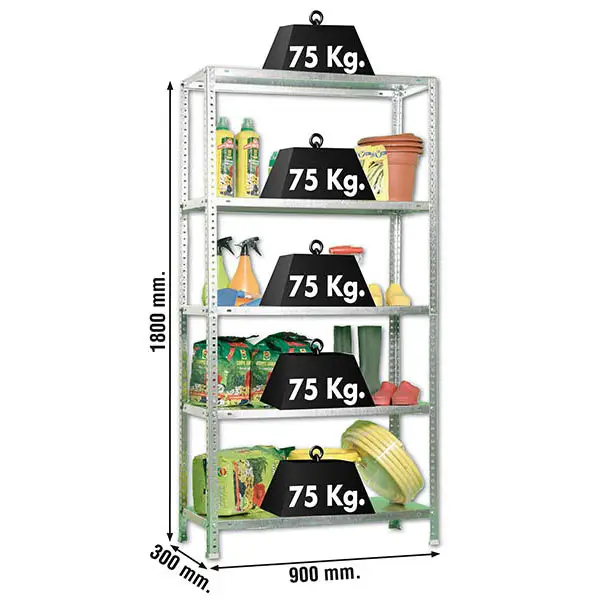 ADVANTAGE 5/300 GEGALVANISEERD - Metalen stellingkast
