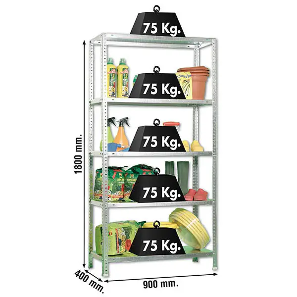 ADVANTAGE 5/400 GEGALVANISEERD - Metalen stellingkast