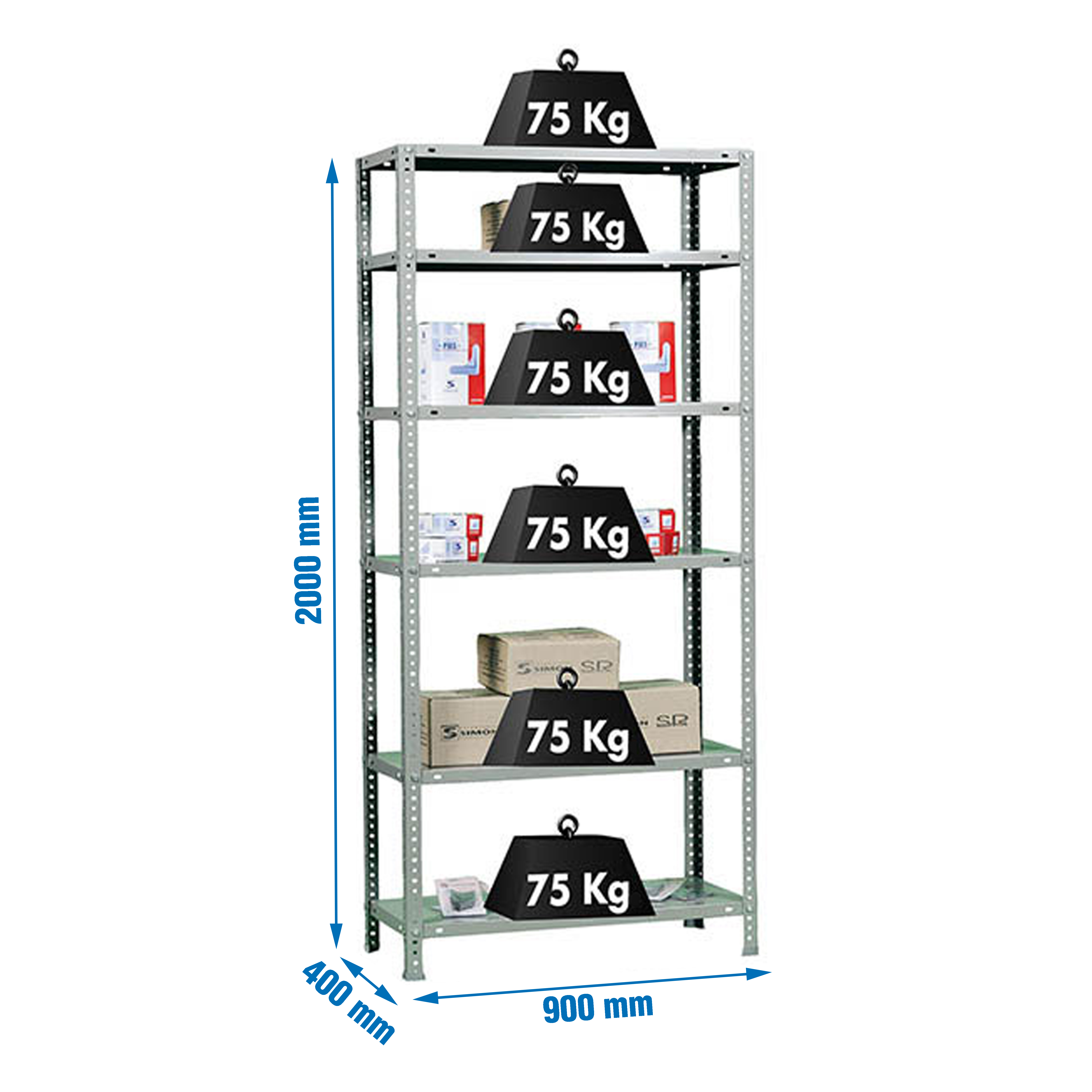 ADVANTAGE 6/400 GEGALVANISEERD - Metalen stellingkast