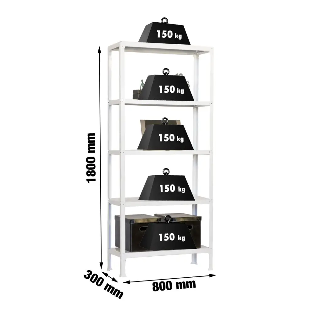 SIMONHOME CLICK MINI 5/300 WIT - Metalen stellingkast