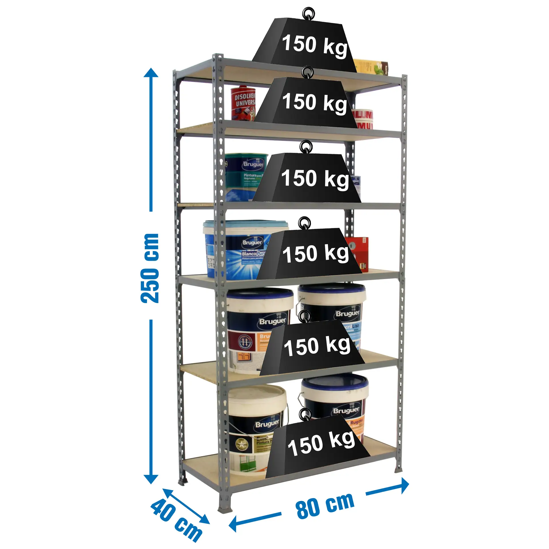 MADERCLICK MINI 6/400 GRIJS/HOUT - Metalen stellingkast