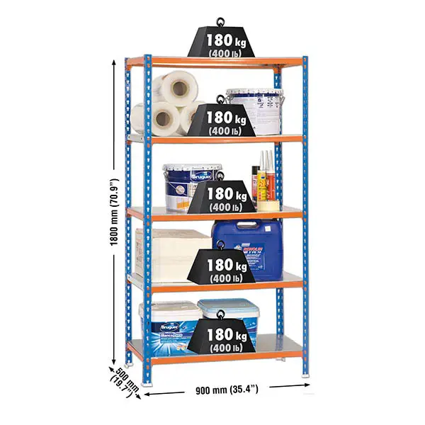SIMONCLICK 5/500 BLAUW/ORANJE/GEGALVANISEERD - Metalen stellingkast