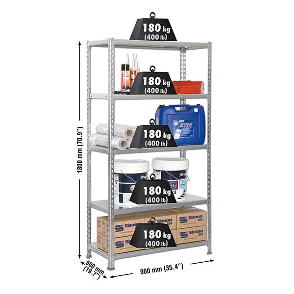 SIMONCLICK 5/500 GEGALVANISEERD/GEGALVANISEERD - Metalen stellingkast
