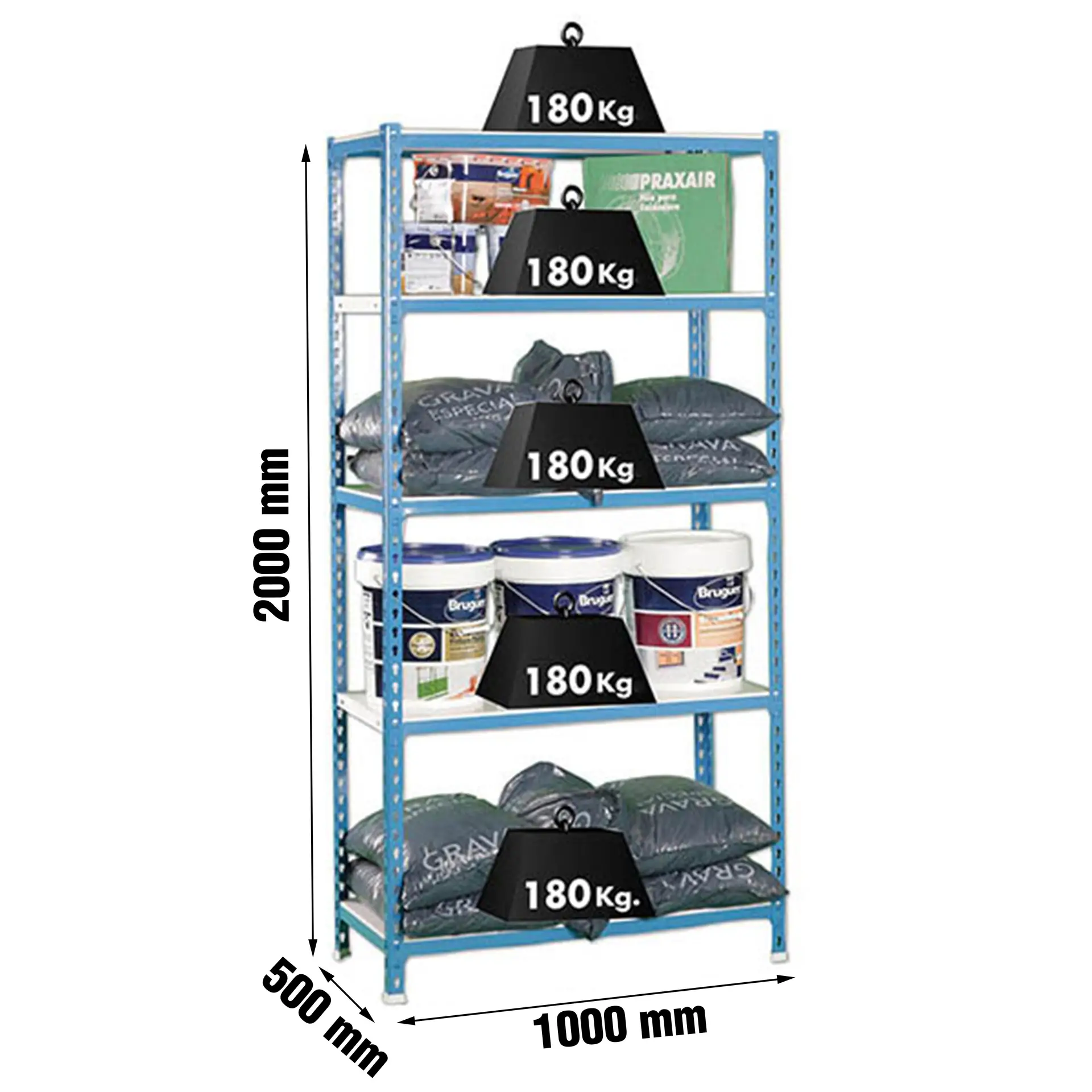 SIMONCLICK PLUS 5/500 BLAUW/WIT - Metalen stellingkast