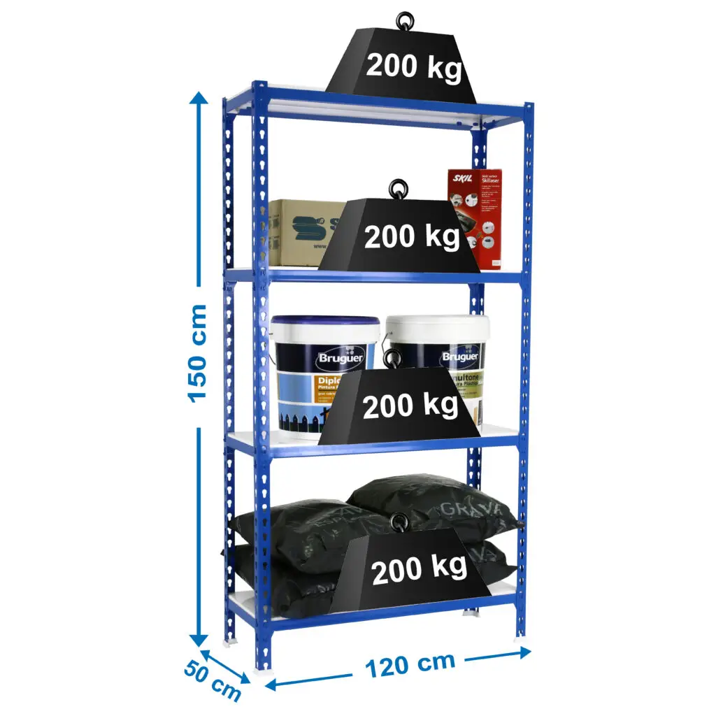SIMONCLICK MEGAPLUS 4/500 1500 BLAUW/WIT - Metalen stellingkast