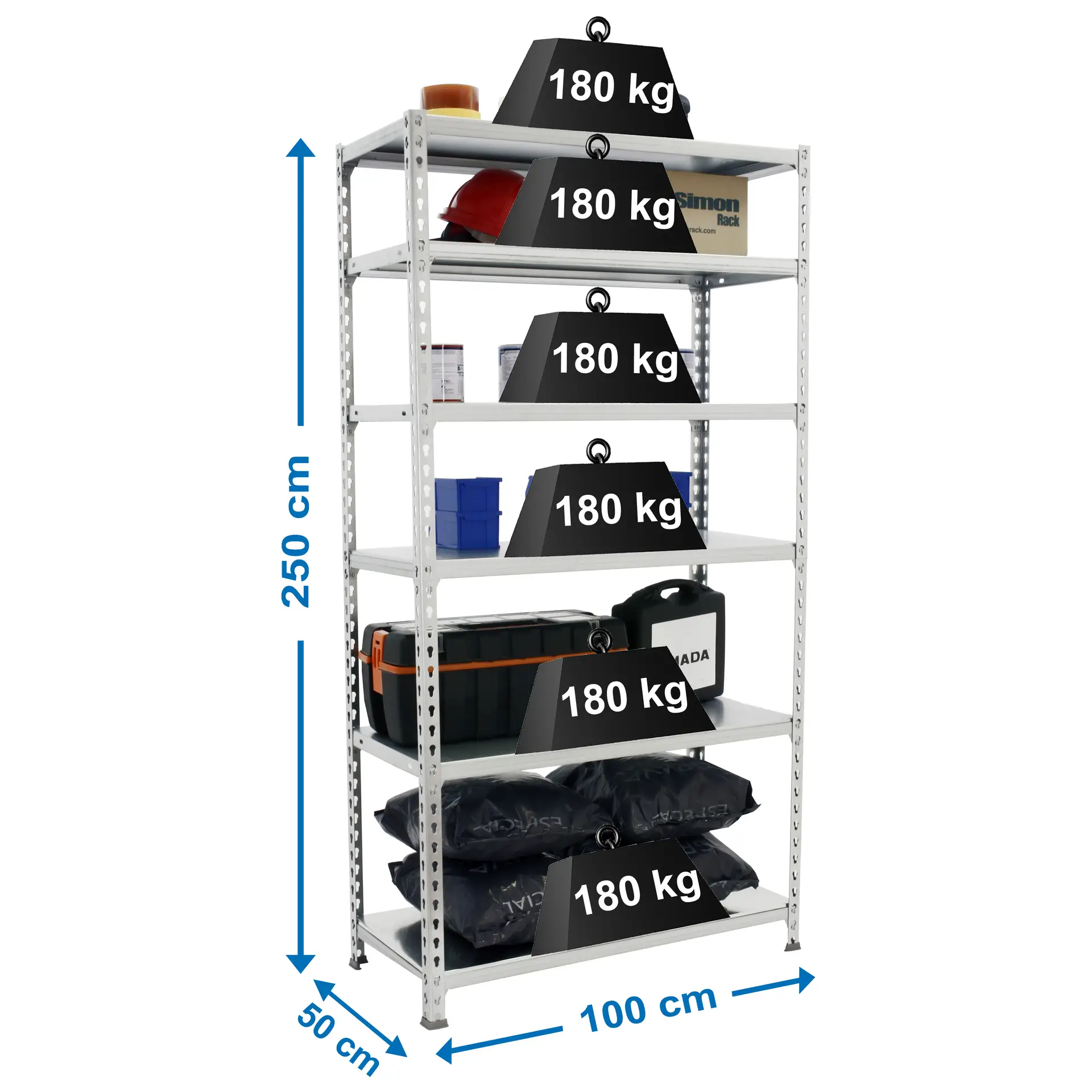 SIMONCLICK PLUS 6/500 GEGALVANISEERD/GEGALVANISEERD - Metalen stellingkast