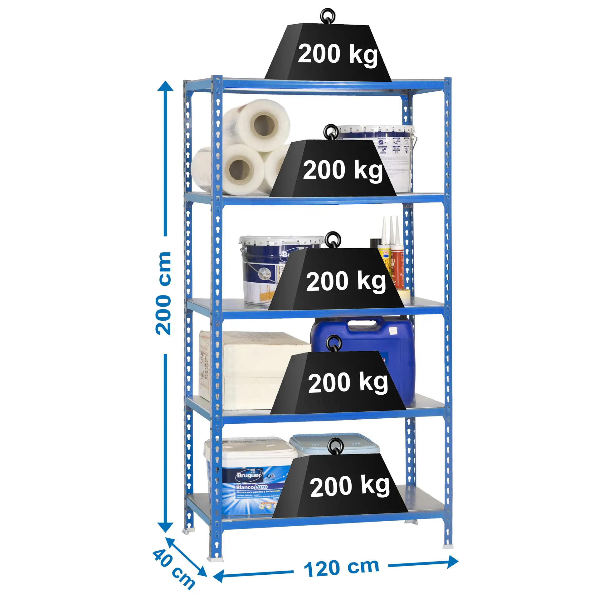 SIMONCLICK MEGAPLUS 5/400 BLAUW/GEGALVANISEERD - Metalen stellingkast