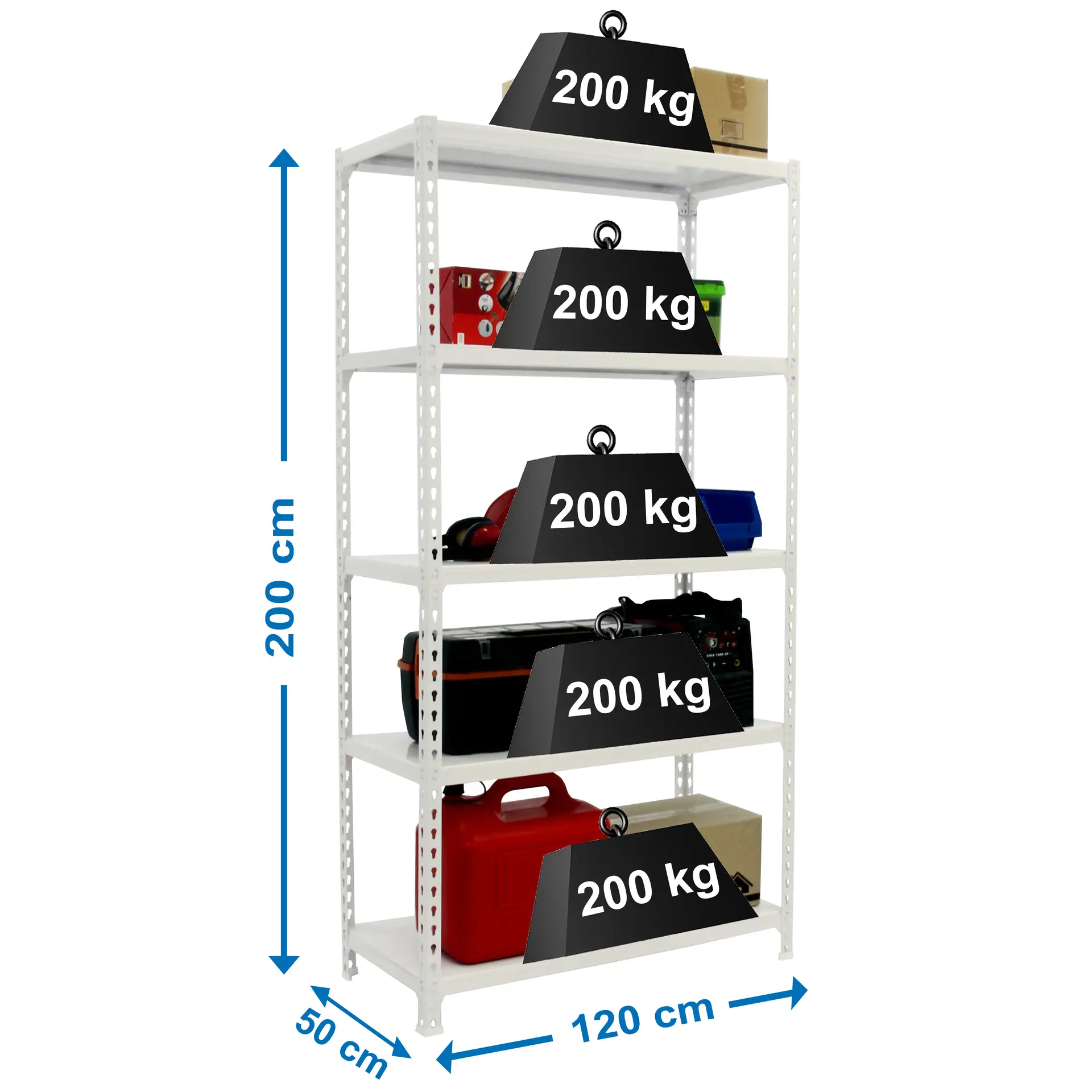 SIMONCLICK MEGAPLUS 5/500 WIT/WIT - Metalen stellingkast