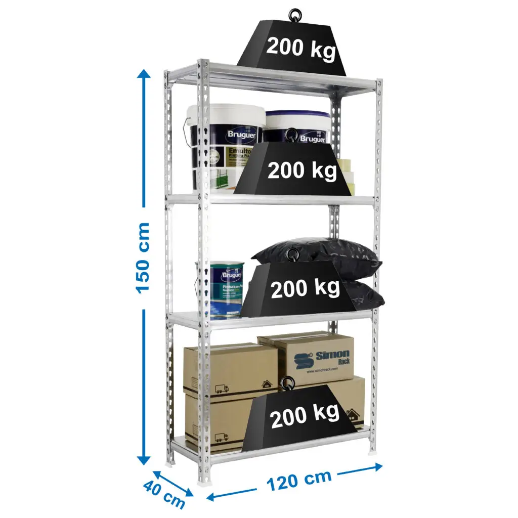 SIMONCLICK MEGAPLUS 4/400 1500 GEGALVANISEERD - Metalen stellingkast
