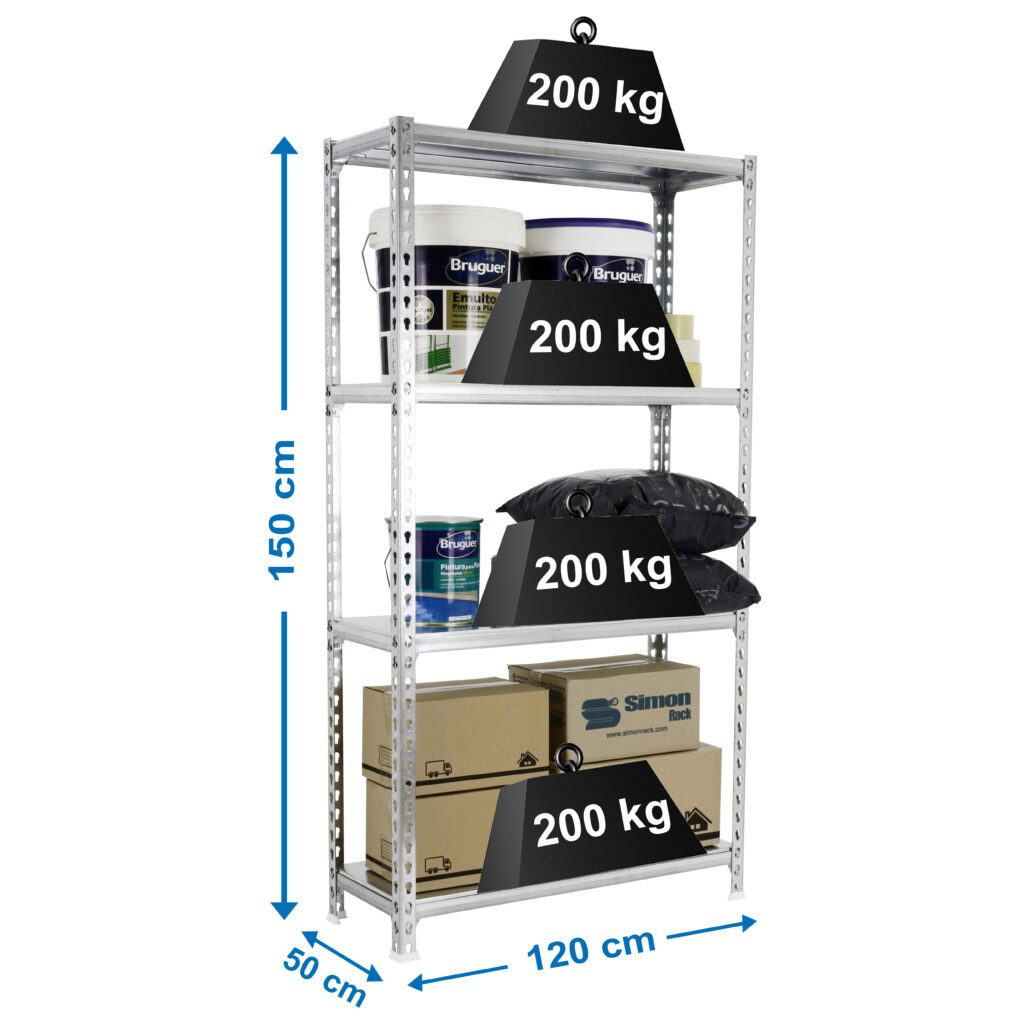 SIMONCLICK MEGAPLUS 4/500 1500 GEGALVANISEERD - Metalen stellingkast
