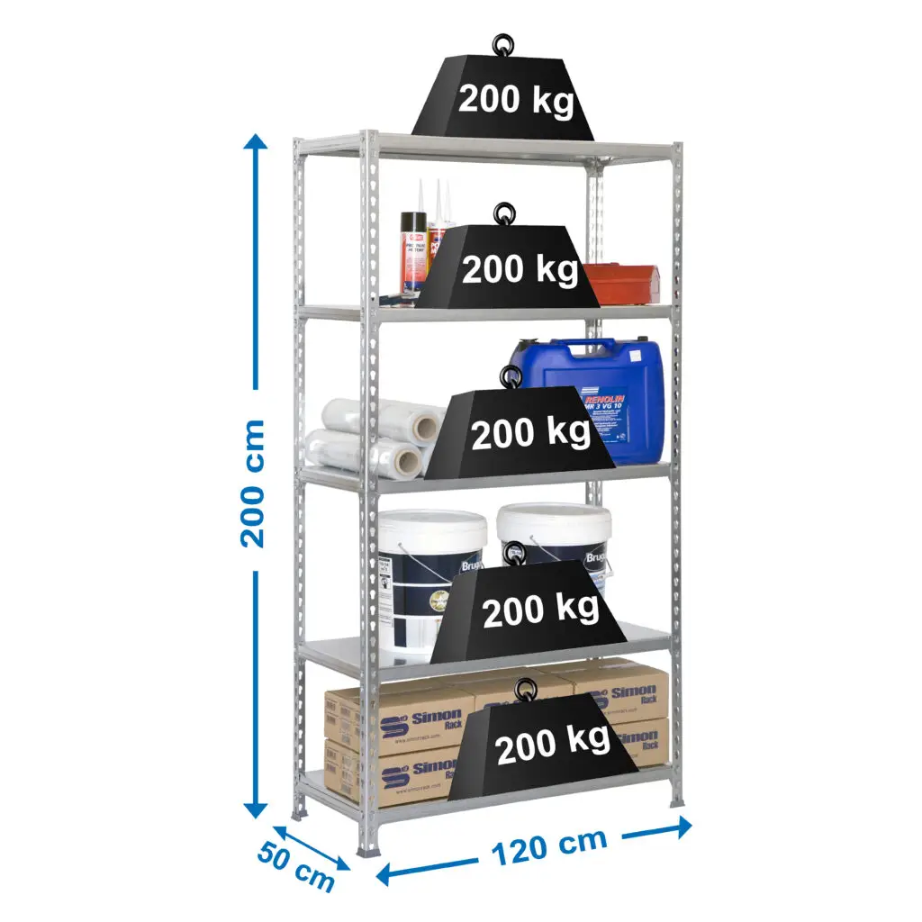 SIMONCLICK MEGAPLUS 5/500 GEGALVANISEERD/GEGALVANISEERD - Metalen stellingkast
