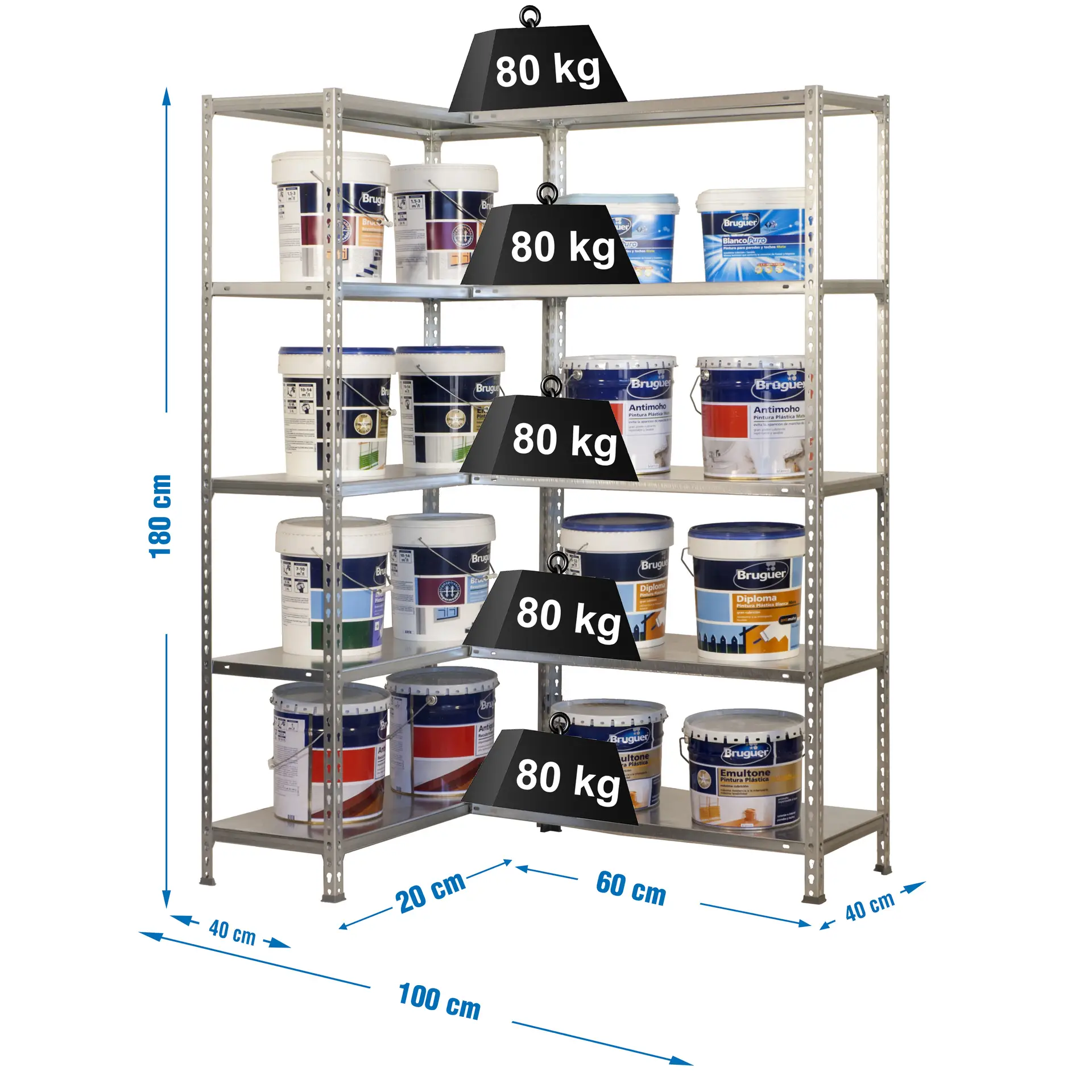SIMONCORNER 1800X1000X400 GEGALVANISEERD - Metalen hoekstellingkast