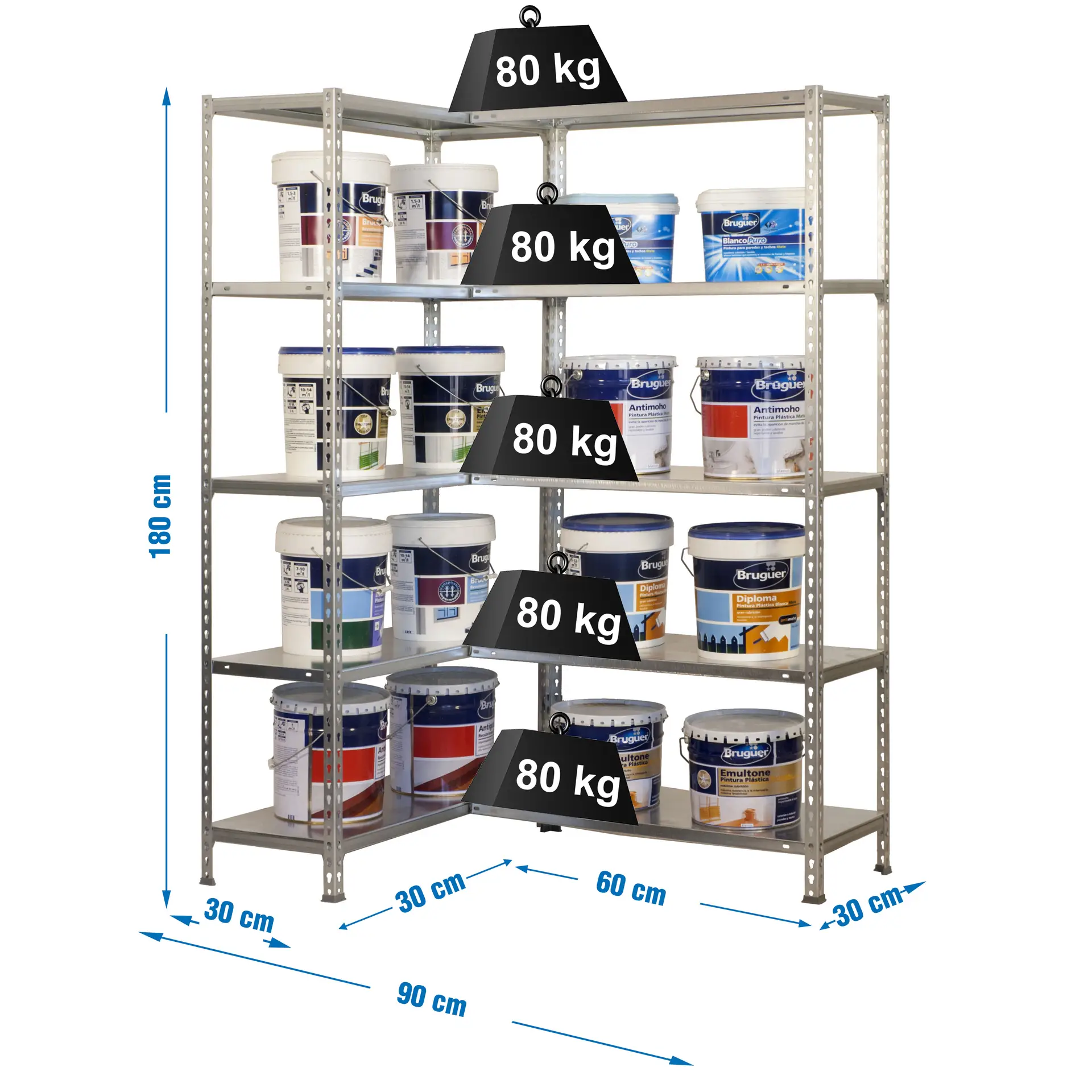 SIMONCORNER 1800X900X300 GEGALVANISEERD - Metalen hoekstellingkast