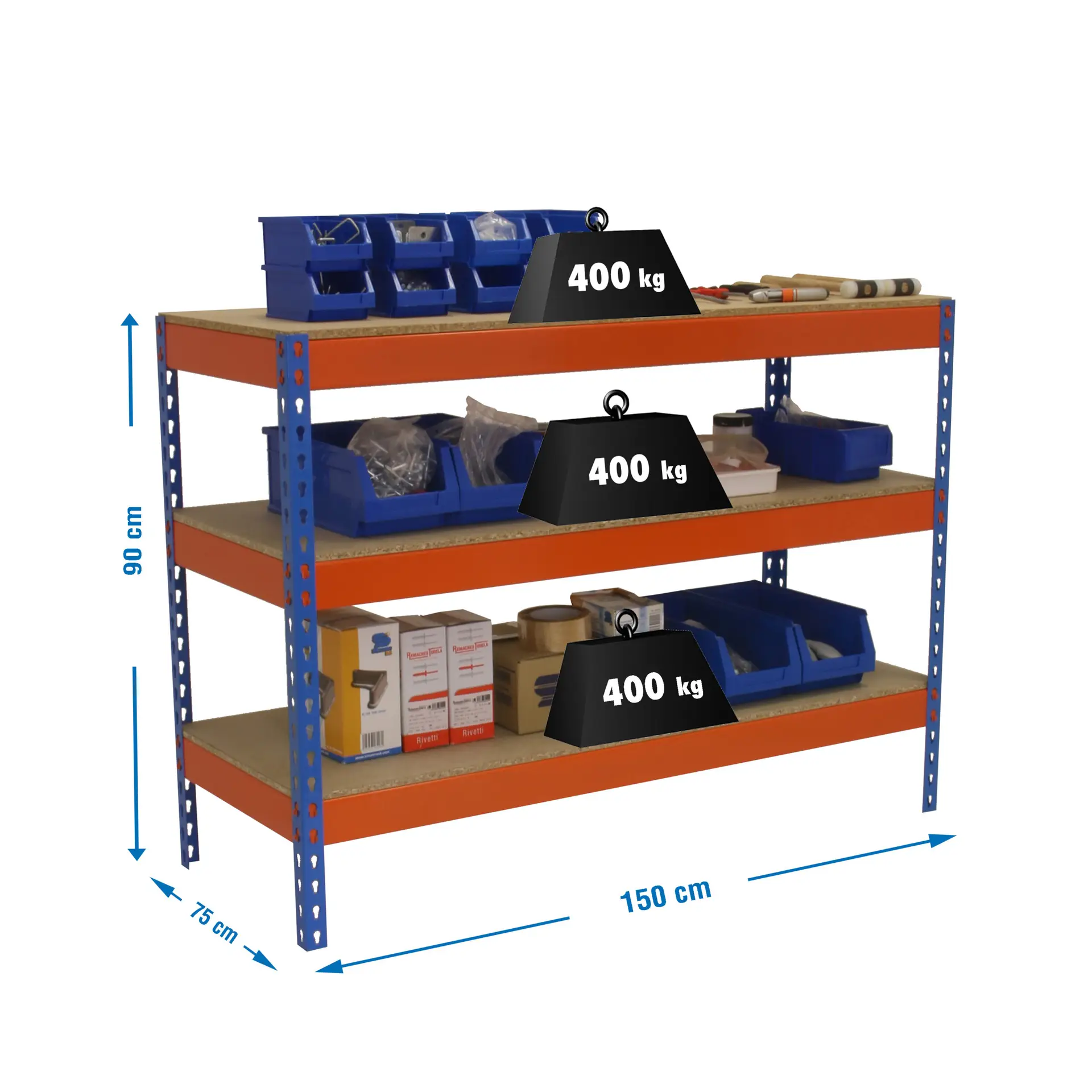SIMONWORK BASIC 3 901575-3 BLAUW/ORANJE/HOUT - Werktafel