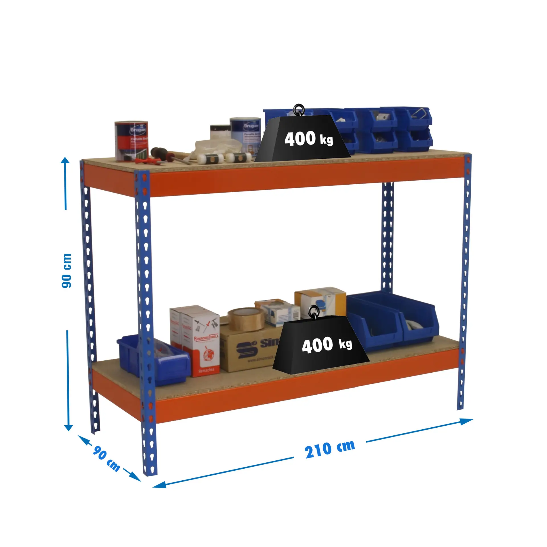SIMONWORK BASIC 2 902190-2 BLAUW/ORANJE/HOUT - Werktafel